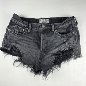 Free People We The Free Loving Good Vibrations Button Fly Jean Shorts Size 25